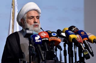 Sheikh Naim Qassem, the leader of Hezbollah, pictured here in September